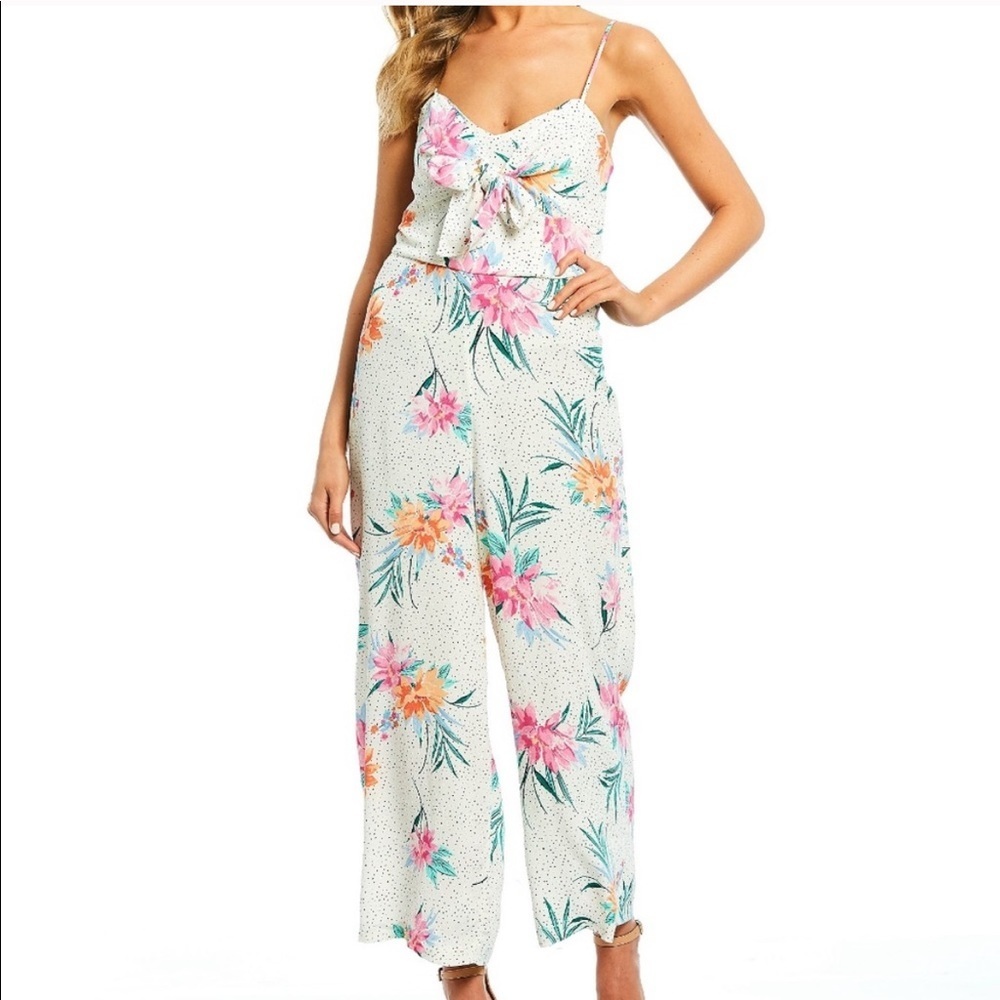 Tie Front Floral Jumpsuit